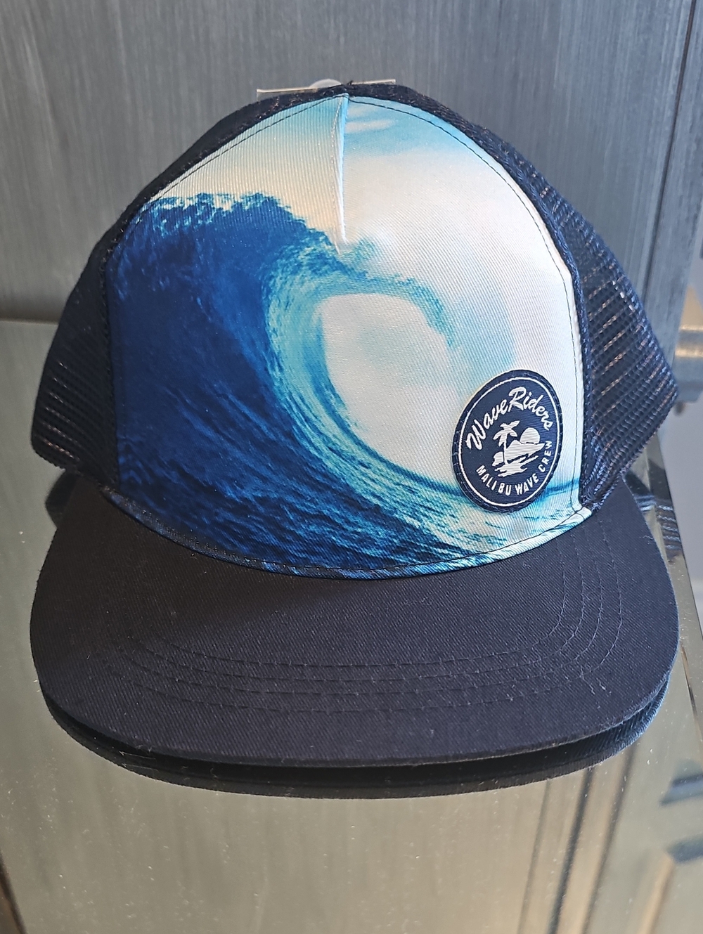 NWT Kids Size 4-16 George Blue and Black Wave Trucker Hat